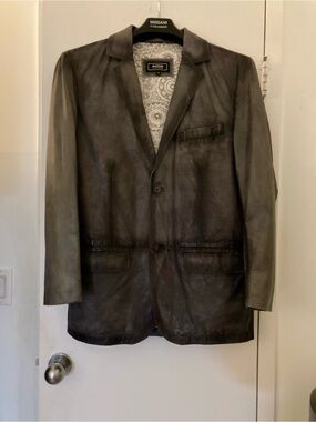 Men’s Missani Le Collezioni Antique Grey Leather Jacket M